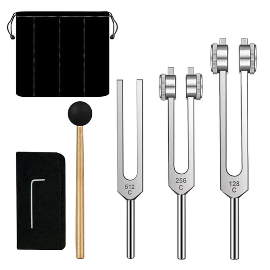 The Solfeggio 3-Fork Set - 128, 528, 432 Hz with case