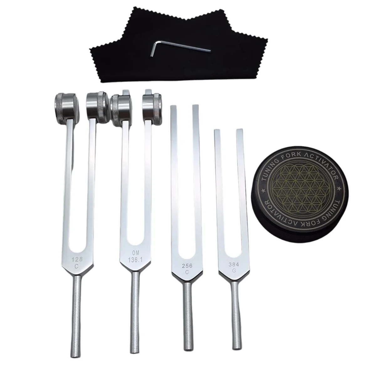 Das Anfänger-Klangbad-Kit — 4 Gabeln + Aktivator-Puck